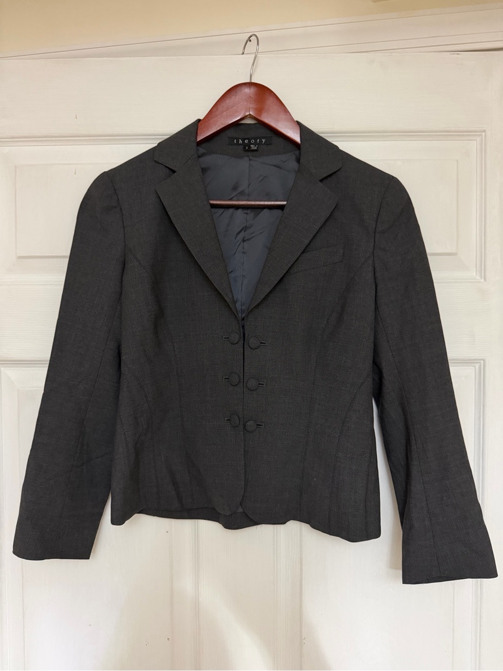 Theory Women's Dark Gray Single-Breasted Tailored Blazer